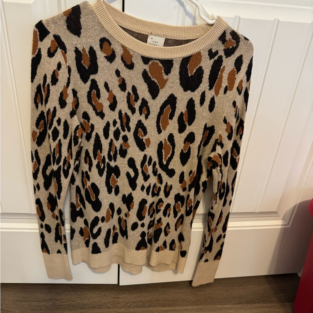 Leopard Print Sweater - Tan and Black